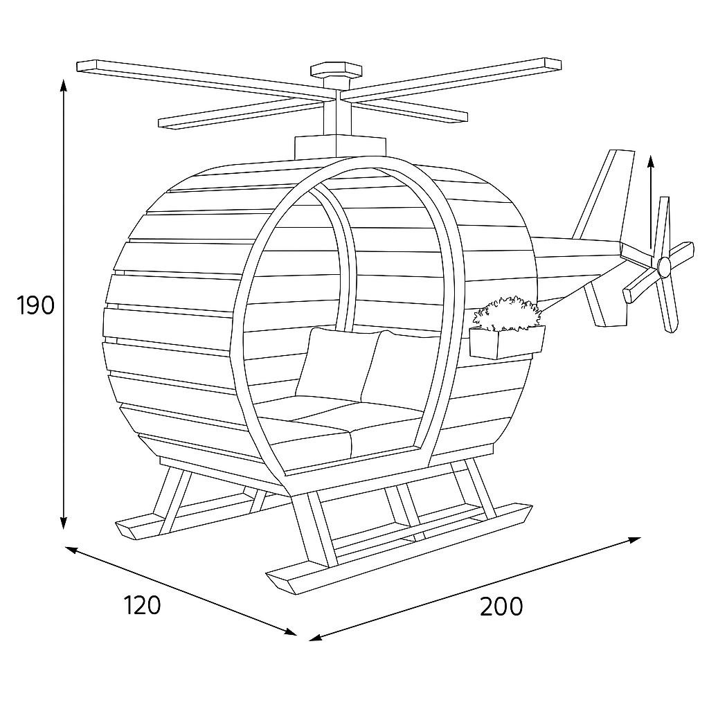 Ahşap Helikopter Bahçe Kabini