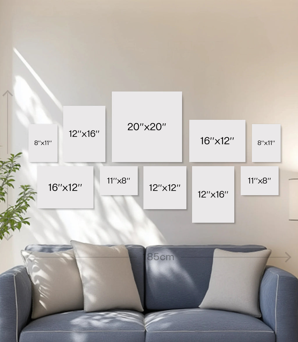 Duvar Sanatı için 10 Parça Premium Ahşap Çerçeve – Yapışkanlı, Hazır Montaj Kolaj Seti