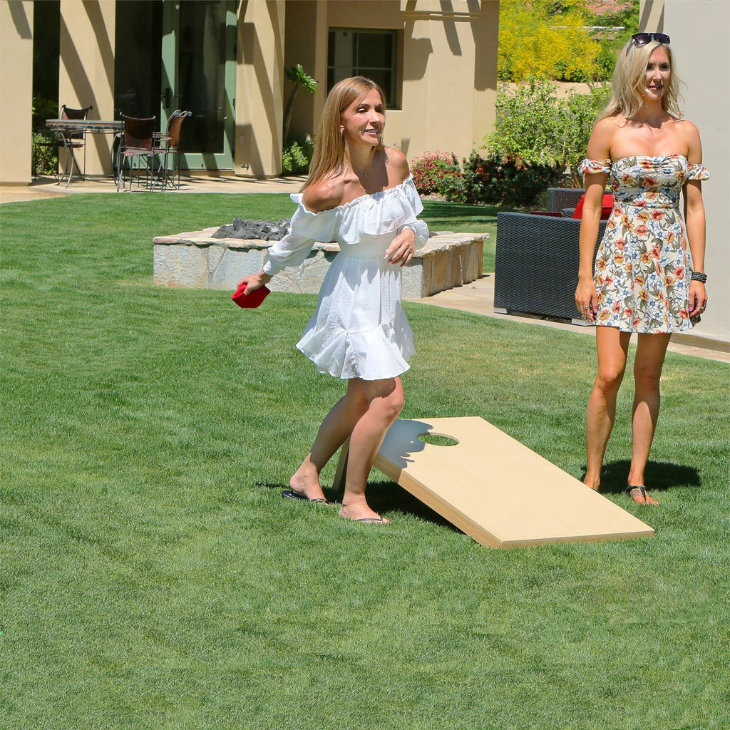 Turnuva Sürümü Standart Cornhole Oyun Tahtası Seti - 120 cm x 60 cm Ahşap Tahtalar ve 8 Çift Taraflı Fasulye Torbası
