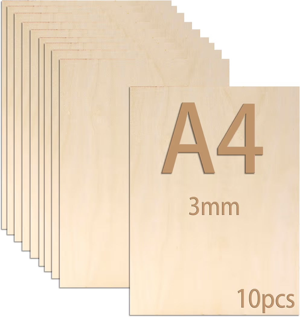 10 adet kontrplak 3 mm, kontrplak A4, 30 x 21 cm ahşap plaka, kendin yap ahşap işleri, lazer işleme, yakma boyama, model yapımı, dekorasyon, tablo için ahşap plakalar (A4 - 300 x 210 x 3 mm)