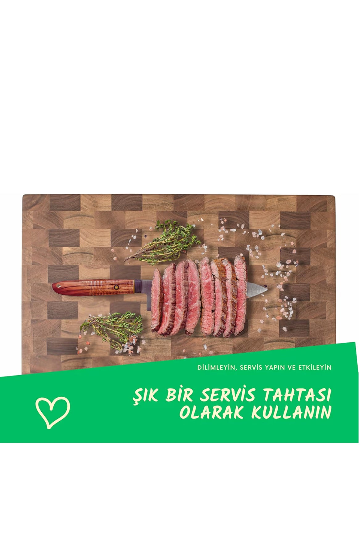 Large End Grain Ceviz El Yapımı Ahşap Kesme Tahtası | Profesyonel Kesim, Sunum ve Dekoratif Kullanım