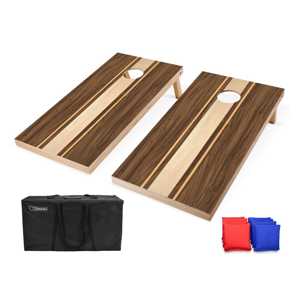 Turnuva Sürümü Standart Cornhole Oyun Tahtası Seti - 120 cm x 60 cm Ahşap Tahtalar ve 8 Çift Taraflı Fasulye Torbası