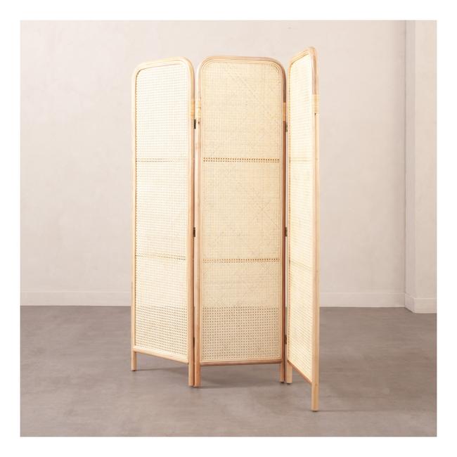 Rodos Dekoratif Hasır Ahşap Paravan – 3 Kanat Katlanır Oda Bölücü 175 cm