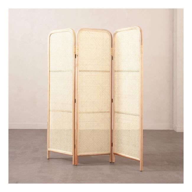 Rodos Dekoratif Hasır Ahşap Paravan – 3 Kanat Katlanır Oda Bölücü 175 cm