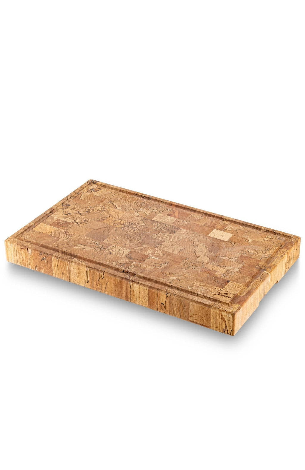 Jumbo Rustik Natural Masif Ahşap Kesme Tahtası 50x30x6 cm | End Grain El Yapımı Profesyonel Doğrama Tahtası