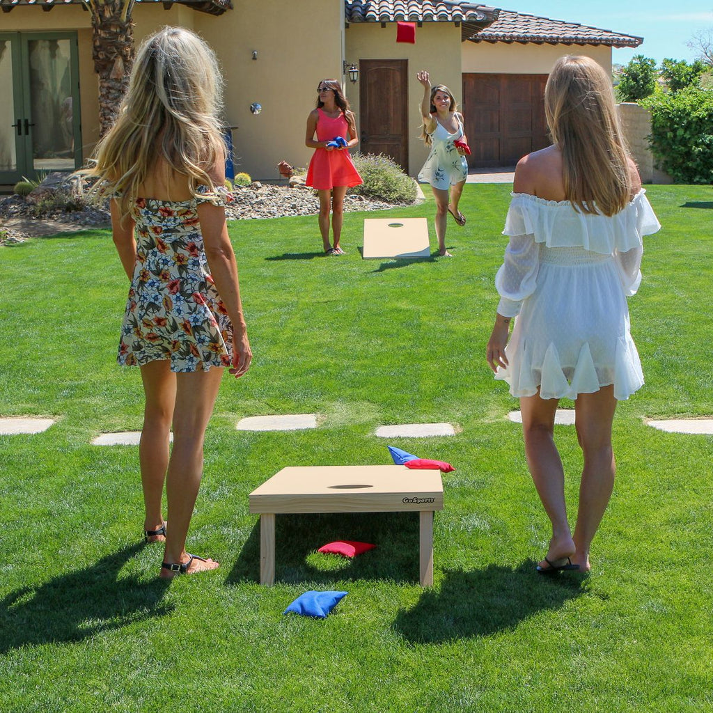 Turnuva Sürümü Standart Cornhole Oyun Tahtası Seti - 120 cm x 60 cm Ahşap Tahtalar ve 8 Çift Taraflı Fasulye Torbası
