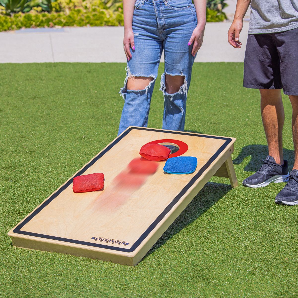 Turnuva Sürümü Standart Cornhole Oyun Tahtası Seti - 120 cm x 60 cm Ahşap Tahtalar ve 8 Çift Taraflı Fasulye Torbası