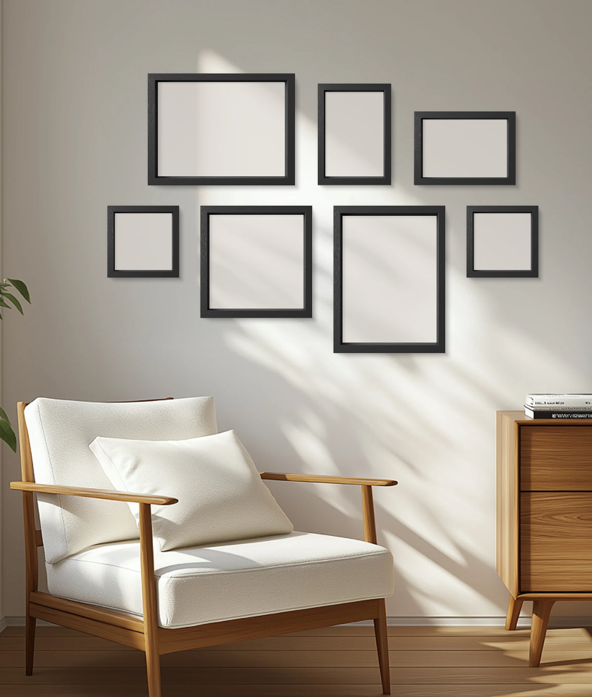 Doğal Ahşap Duvar Çerçeve Seti – 7 Parça Dekoratif Fotoğraf Kolajı Duvar Sanatı