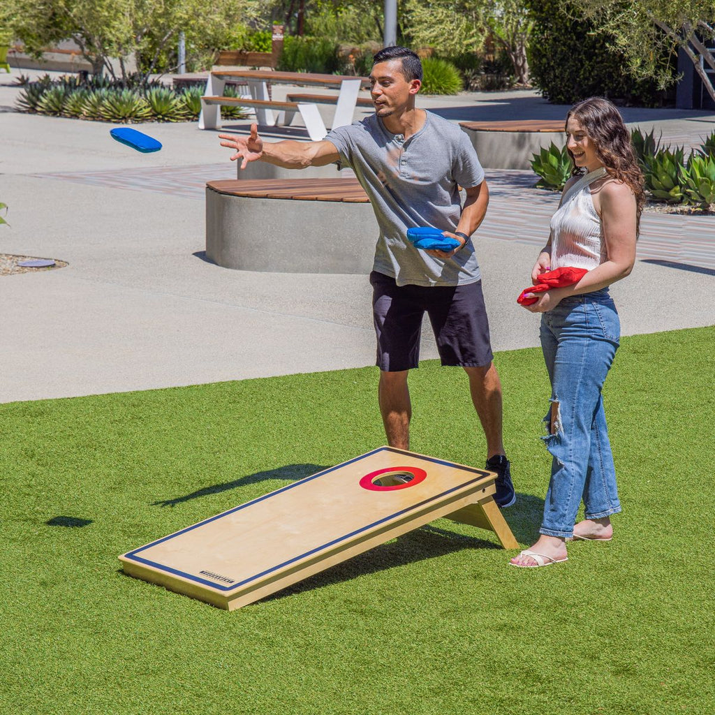 Turnuva Sürümü Standart Cornhole Oyun Tahtası Seti - 120 cm x 60 cm Ahşap Tahtalar ve 8 Çift Taraflı Fasulye Torbası