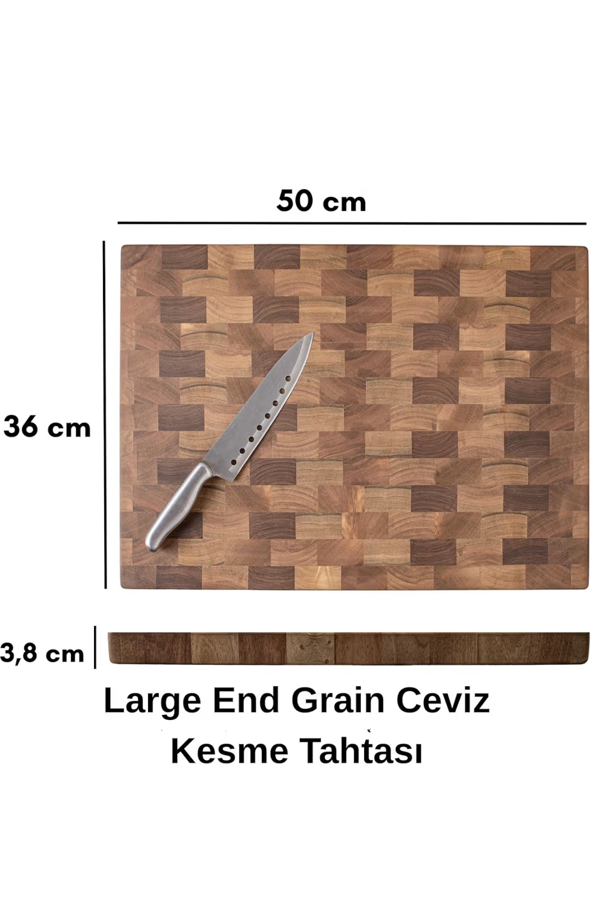 Large End Grain Ceviz El Yapımı Ahşap Kesme Tahtası | Profesyonel Kesim, Sunum ve Dekoratif Kullanım