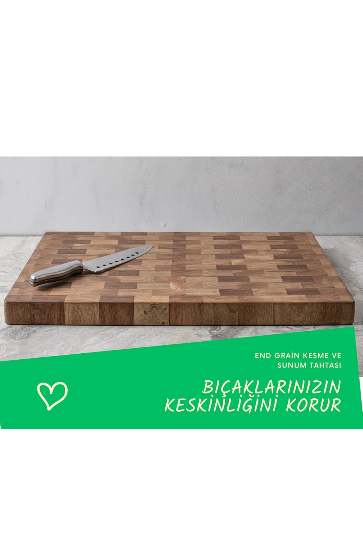 Large End Grain Ceviz El Yapımı Ahşap Kesme Tahtası | Profesyonel Kesim, Sunum ve Dekoratif Kullanım