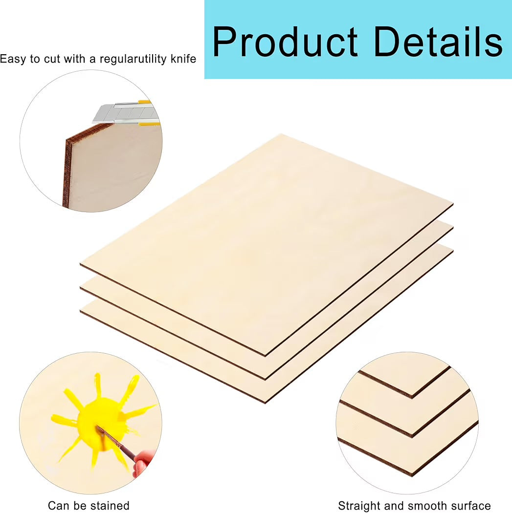 10 adet kontrplak 3 mm, kontrplak A4, 30 x 21 cm ahşap plaka, kendin yap ahşap işleri, lazer işleme, yakma boyama, model yapımı, dekorasyon, tablo için ahşap plakalar (A4 - 300 x 210 x 3 mm)