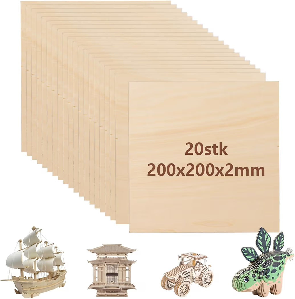 YOUNTHYE 20 adet kontrplak 2 mm ahşap plaka 200 x >
200 x 2 mm ıhlamur ağacı el işi igin balsa ahşabı 2 mm ince ahşap plaka kontrplak plaka dikdörtgen ahşap plakalar el işi kendin yap modeli, lazer projeleri