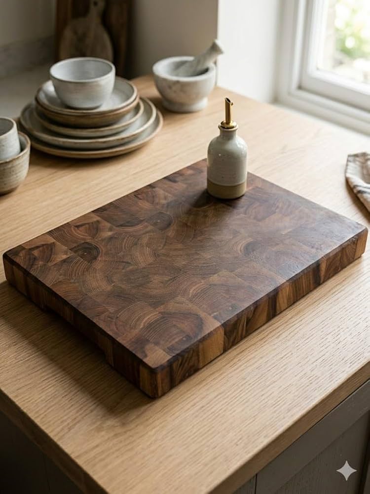Premium El Yapımı Masif Ceviz End Grain Kesme Tahtası (40x30x4 cm) – Bıçak Dostu Kalın Kasap Blok & Sunum Tahtası