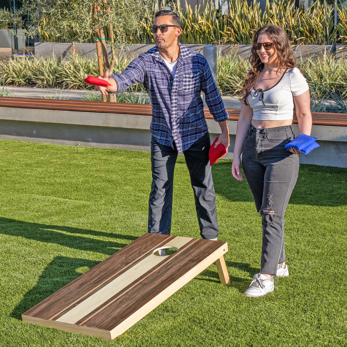 Turnuva Sürümü Standart Cornhole Oyun Tahtası Seti - 120 cm x 60 cm Ahşap Tahtalar ve 8 Çift Taraflı Fasulye Torbası
