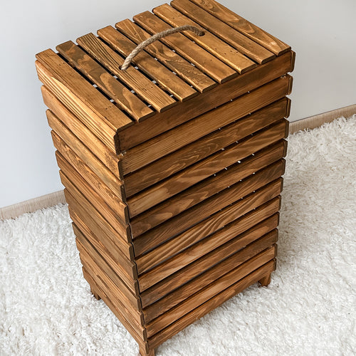 Ahşap Kirli Sepeti-Kestane