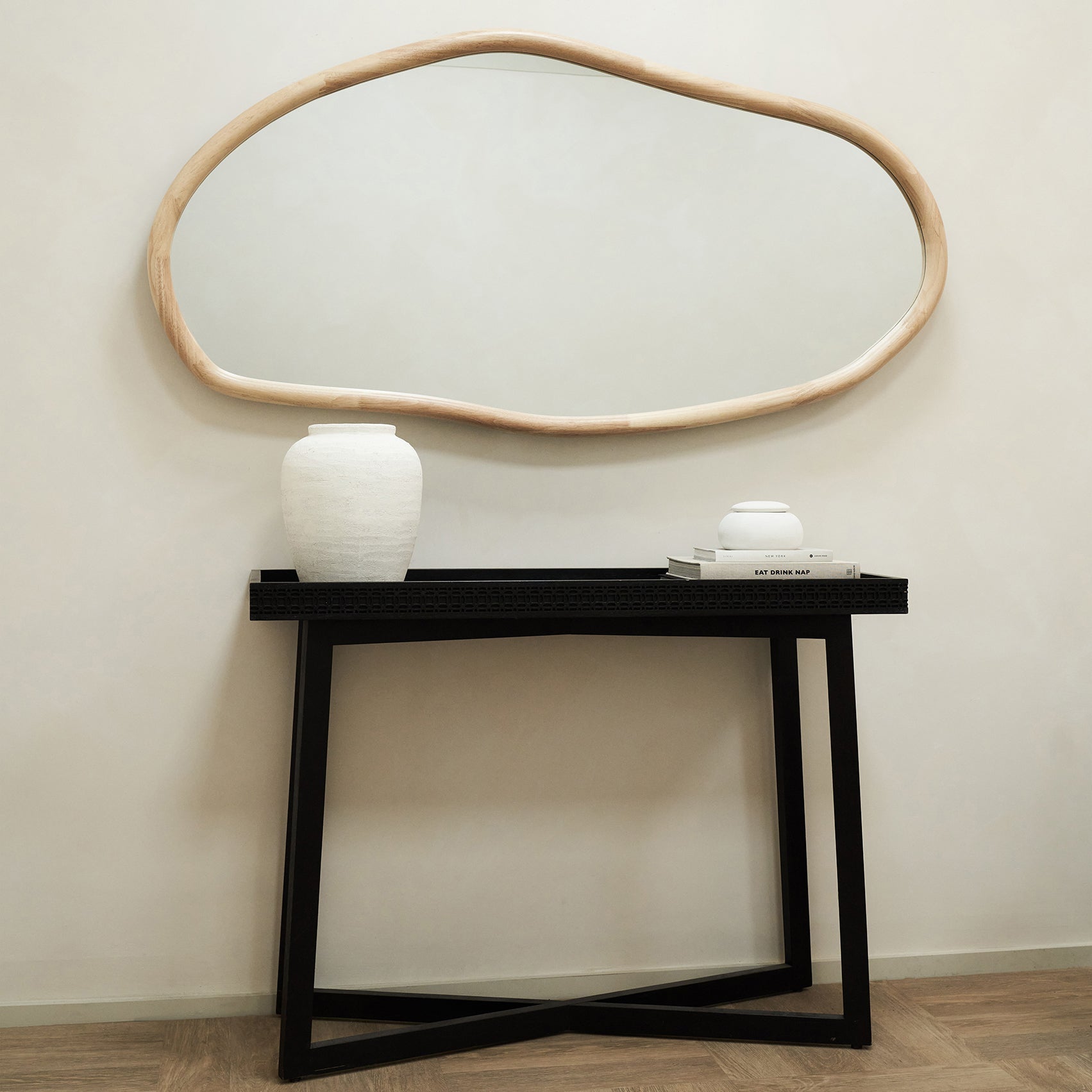 Lua Hafif Ahşap Düzensiz Duvar Aynası 150cm X 75cm