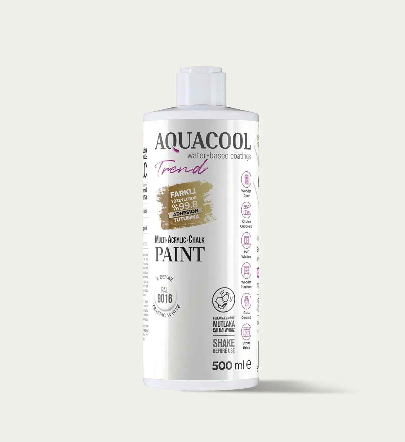 Aquacool Trend MAC Boya RAL Serisi 9016 Trafik Beyaz 500 ml