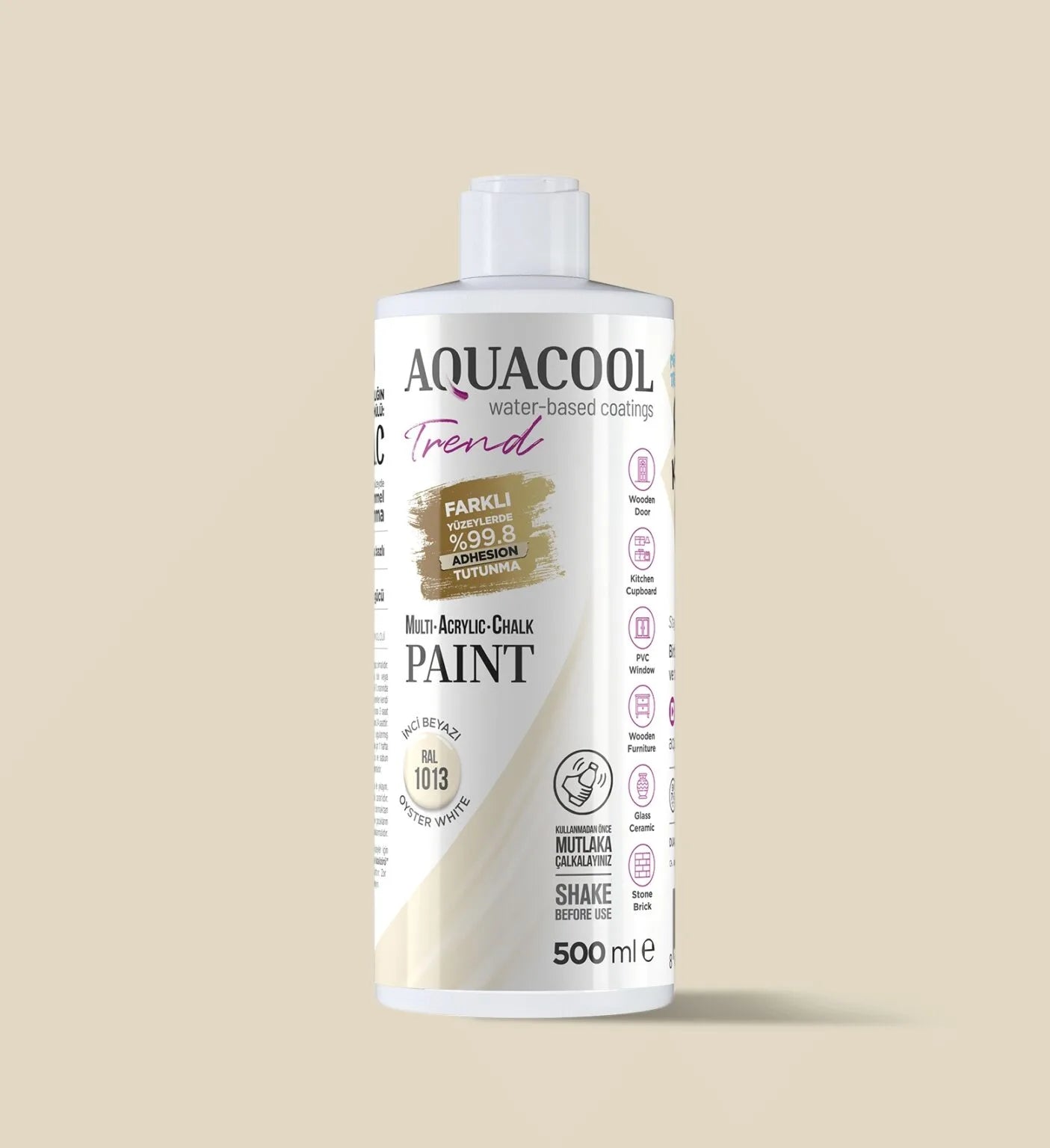 Aquacool Trend MAC Boya RAL Serisi 1013 İnci Beyazı 500 ml