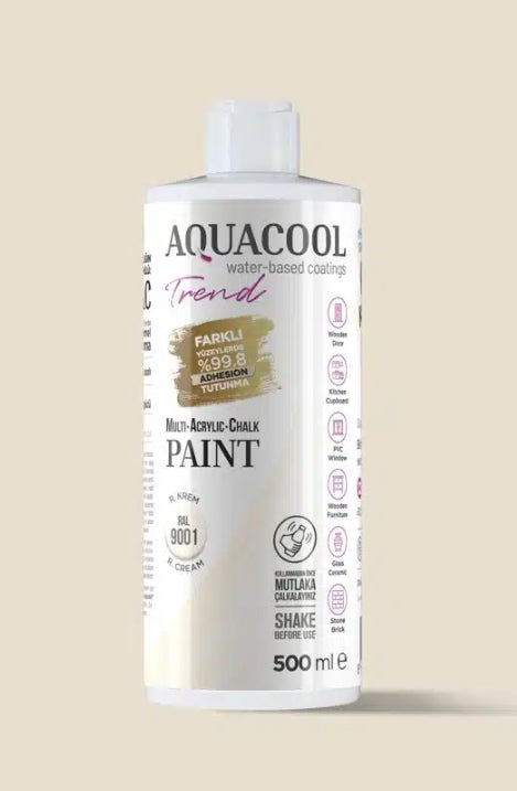 Aquacool Trend MAC Boya RAL Serisi 9001 Krem Beyazı 500 ml